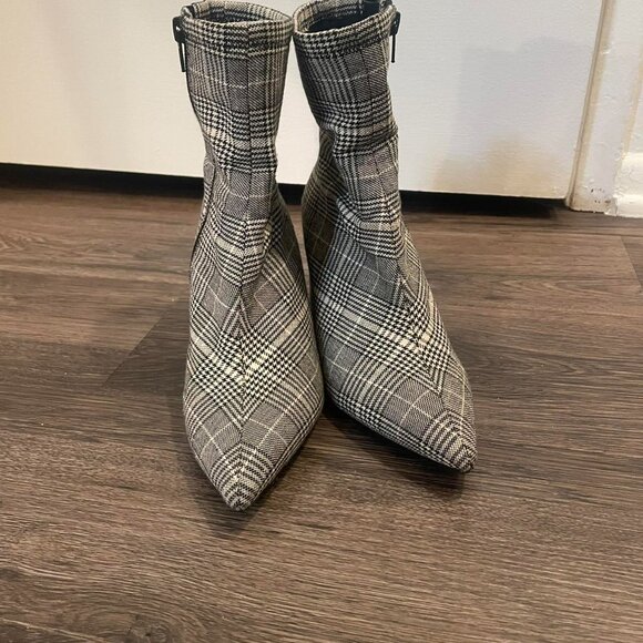 Jeffery Campbell Plaid Side Zip Pointed Toe Heeled Ankle Boots Women's 6 - Picture 3 of 5
